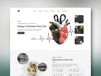 Heart Hospital and Education attractive design disease health healthcare heart hospital landing page surgery ui uiux ux web design