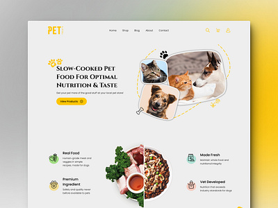 Pet Food UI Design animal branding cat design dog food landing page pet pet animal pet food ui ux web design