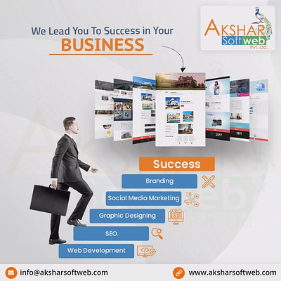 We Lead You To Success in Your BUSINESS aksharsoftwebofficial business contentstrategy dribbble graphicdesigning seo socialgrowthmedia socialmediamarketing webdevelopment