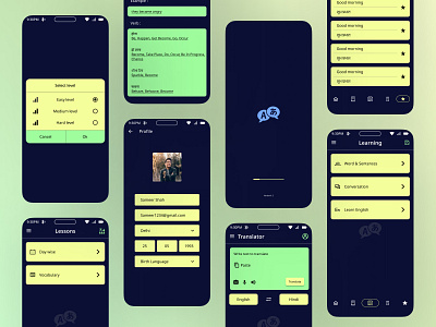 Easy Translator app English to Multiple Language case study dark mode design easy translation english to hindi hindi to marathi logo translation ui ui design ux