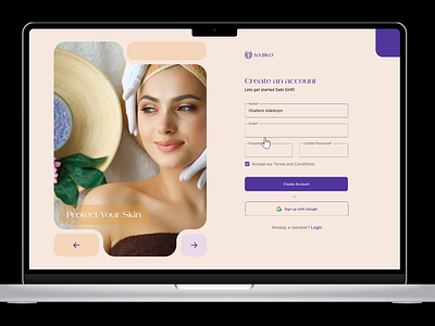 Signup and Login Sceen for Kyawo Skincare Website Design beauty build developers figma interaction login productdesigner signup skincare skincarewebsite skincarewebsitedesigner software softwaredeveloper ui uidesigner uiux ux uxdesigner website websitedesigner