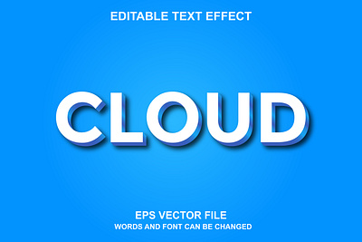 Vector Cloud 3D Editable Text Effect Design 3d editable text