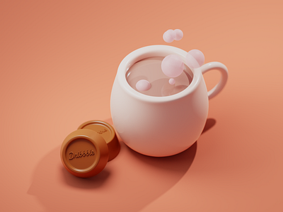 Good Morning Dribbble 3d blender branding chocolate coffee cute dribbble render