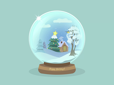 Snow Globe Animation animation cabin christmas christmas tree december flat globe holiday illustration motion motion graphics mountain snow snow globe snowing tit vector winter xmas