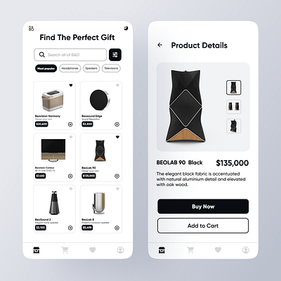 Minimalist interface app for Bang & Olufsen Brand appdesign figma interface ui uiux
