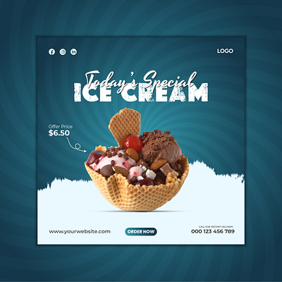 My latest ice cream Facebook or Instagram Post Template abstract advertised blue branding business business idea concept creative concept creative design design graphic graphic design ice cream logo social social concept social media post unique design