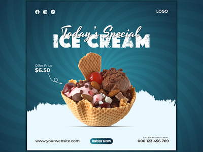 My latest ice cream Facebook or Instagram Post Template abstract advertised blue branding business business idea concept creative concept creative design design graphic graphic design ice cream logo social social concept social media post unique design