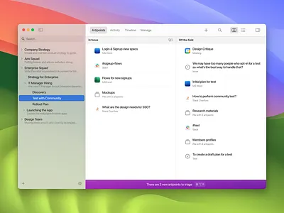 Artifacts Manager app columns finder interface macos manager native sidebar ui