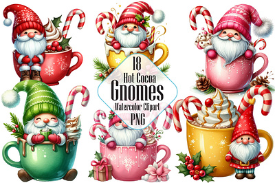 Hot Cocoa Gnomes Sublimation Bundle 3d animation app branding design graphic design illustration logo ui vector