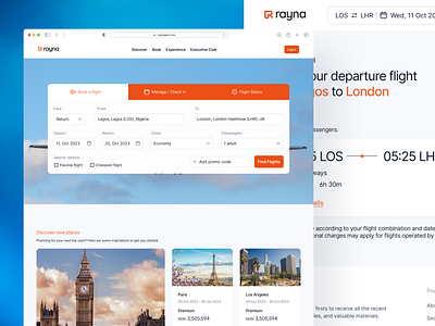 Rayna UI Air - Flight Booking Website airline booking design flight flight booking landing page ui