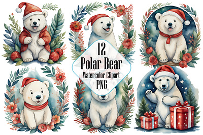 Christmas Polar Bear Sublimation Clipart 3d animation app branding design graphic design illustration logo ui vector