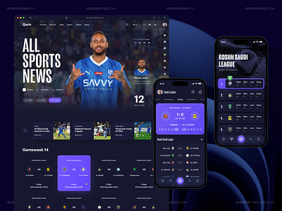 Sports News Project app app design design design system landing page live score mobile mobile app mobile app design mobile design orix product design soccer spl sports app ui web web design webdesign website