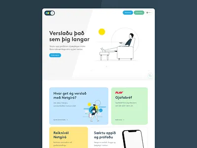 Netgíró clean colorful iceland illustration loans money payment provider