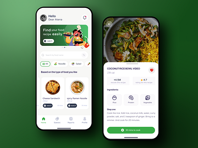 Food Recipe App food application mobile app ui