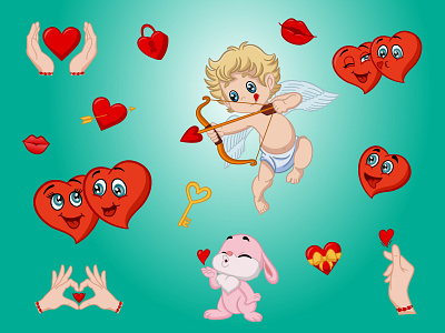 Cute illustrations for Valentine's Day. Character design digital art