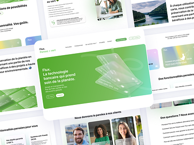 Flux - Pensez + vert bank banking website card credit card design glassmorphism green greener new bank website