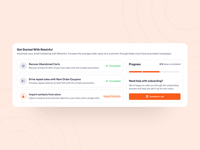 Onboarding Widget - Retainful design ui inspiration uiux user interface design