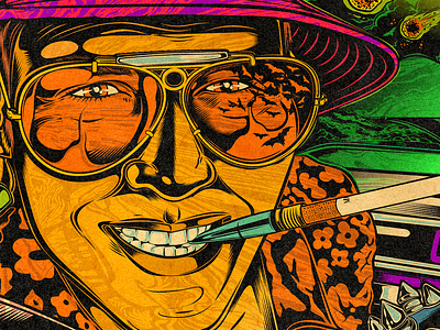 FEAR AND LOATHING IN LAS VEGAS - Raoul Duke digital art fear and loathing in las vegas illustration inking jhonny deep las vegas parano nft raoul duke