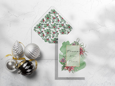Watercolor Christmas pattern and illustration set christmas design flowers garden illustration pattern seamless watercolor