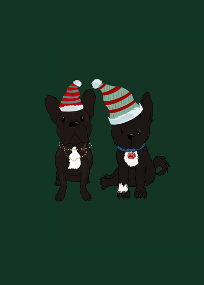 Christmas dogs animals christmas digital art holidays illustration nature