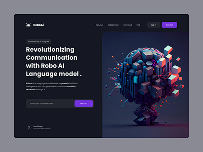 AI Chat Landing Page 3d ai artificial intelligence chat bot chat gpt concept creative dark dark mode design landing page ui ui design uiux ux ux design web