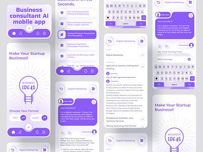 Business Consultant AI Mobile App ai ai app app artificial intelligence business chat gpt consultant design gpt interface ios learning app mobile app mobile application mobile design open ai ui ui ux user interface ux