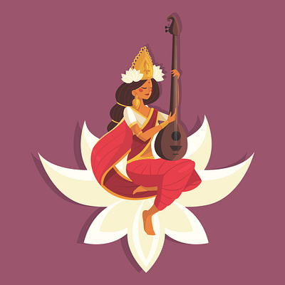 Illustration of goddess saraswati saraswati illustration