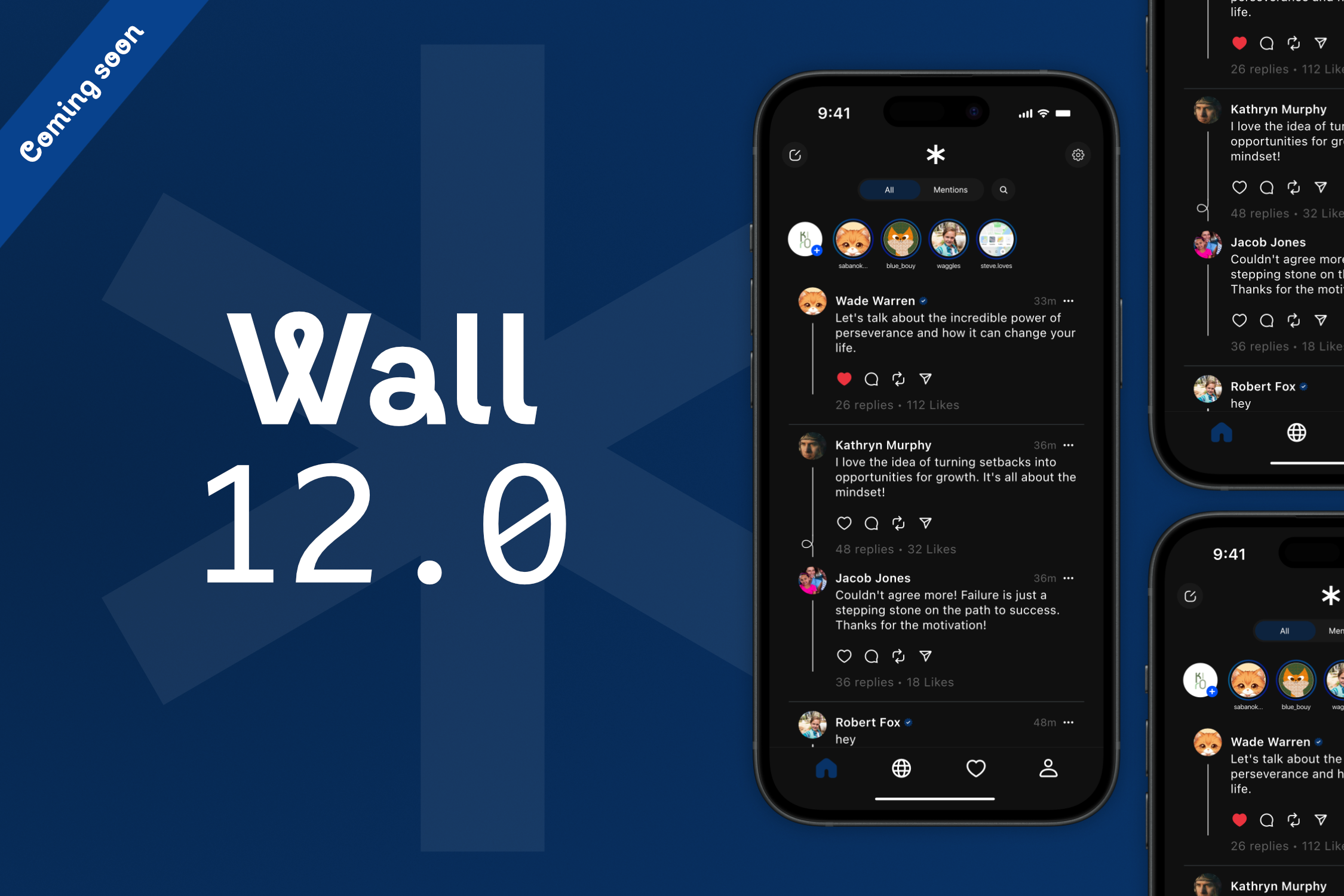 Wall 12.0 (coming soon) 2024 affinity apps coming soon design facebook instagram ios logo mobile news réseaux social social threads twitter ui update wall