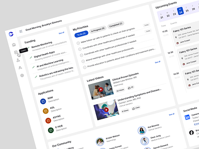 Health Care Professionals - Dashboard calendar compact view dark mode dashboard dashboard widgets health care professionals healthcare healthcare dashboard healthcare operations healthcare services metrics minimal design product design user experience user interface widgets