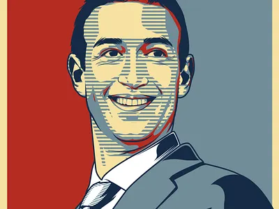 obama hope style "mark zuckerberg" application art avatar branding caricature cartoon design facebook founder illustration mark zuckerberg social media vector