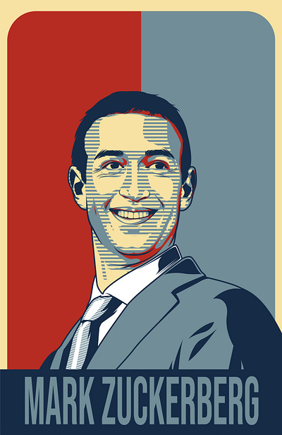 obama hope style "mark zuckerberg" application art avatar branding caricature cartoon design facebook founder illustration mark zuckerberg social media vector