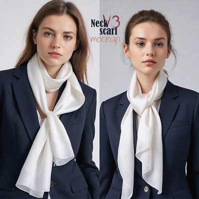 Neck Scarf Mockup V3 apparel clothes design download fashion female girl mockup model psd scarf shawl template woman