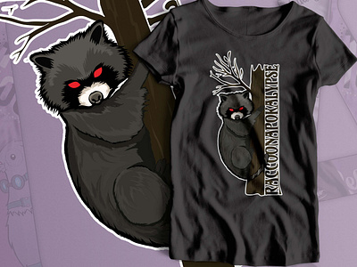 RACCOON ajiht angel animal art contactme design fiverr freelancer graphic design hire illustration mockups raccoon tee shirt unique