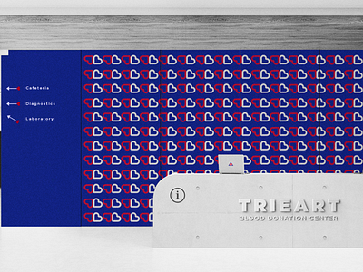 Trieart - Blood Donation Center blood blood donation blue branding catalogue design direction graphic design heart logo logo design reception red sign signs trieart