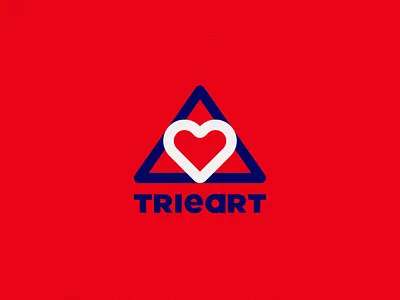 Trieart - Blood Donation Center blue brand design branding design graphic design heart logo logo design red triangle white
