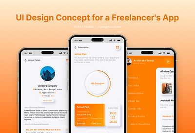 UI Design Concept for a Freelancer's App concept figma freelancers app mobile app design prototype ui concept ui design ui inspiration uiux design ux design