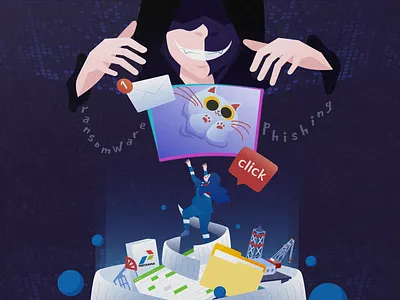 Phishing Attacks cyber security data design figma graphic design illustration information technology it pertamina phishing ransomware security technology ui