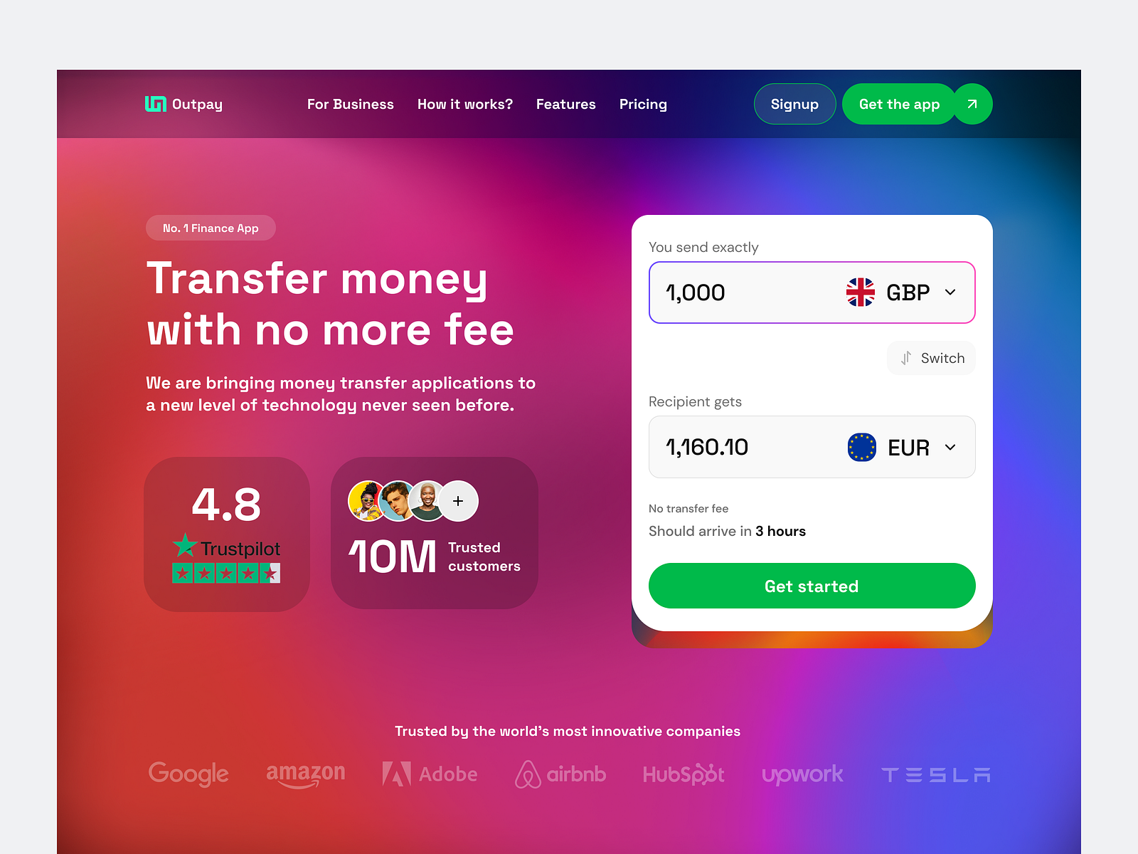 Money transfer: Web Application Design by Audin Rushow on Dribbble