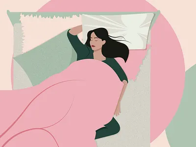 Sleeping girl in pinks and greens 2d adobe illustrator design dreams girl graphic design green illustration pastels pink sleep sleeping stylized vector