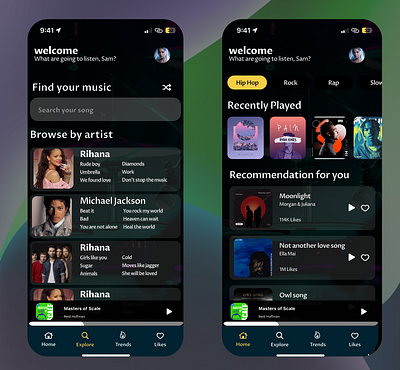 Music app appdesign design figma ios ui uiux