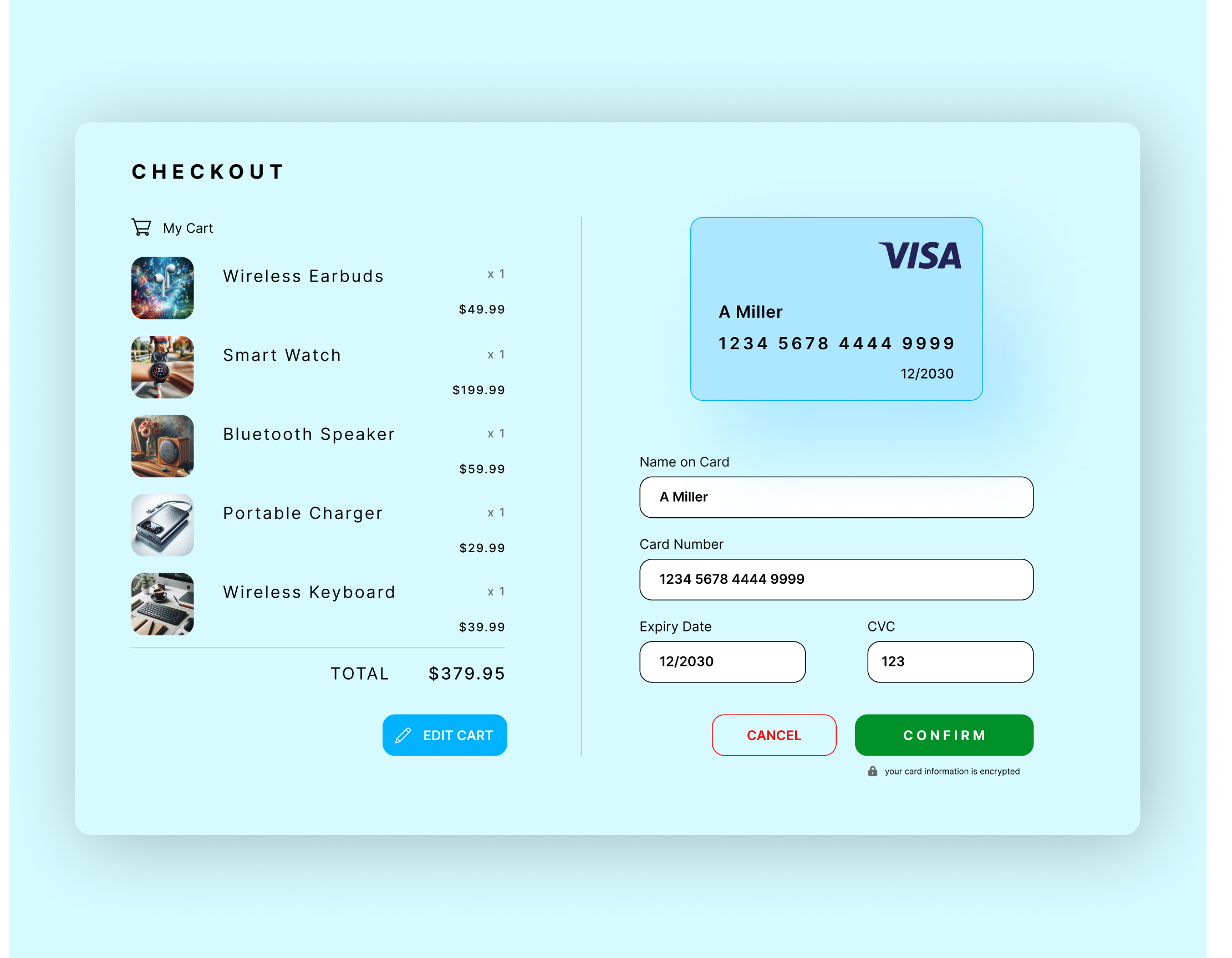Credit card checkout page animation dailyui figma figmadesign graphic design ui
