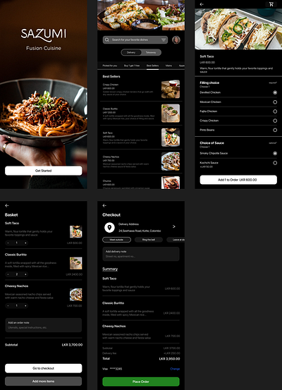 SAZUMI Food App branding graphic design logo ui