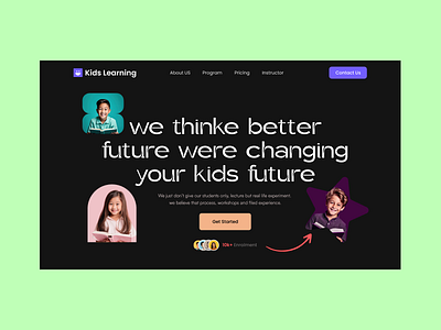 Kids learning landing page 3d animation branding graphic design logo motion graphics ui