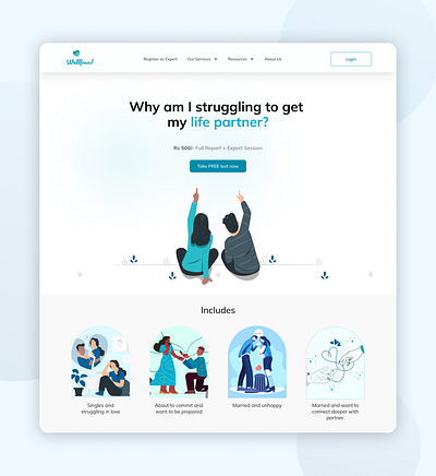 Wellfound - Hero section to find love graphic design logo ui