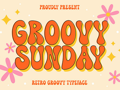 Groovy Sunday - Groovy Font 70s 90s branding business font craft fin font graphic design groovy groovy font letter lettering logo nostalgic retro retro font type type design typeface vintage