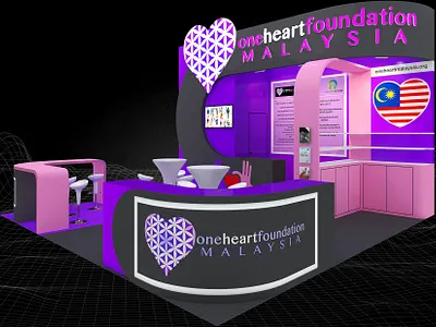 One Heart Foundation Malaysia 6x6 Exhibition Booth 3d 6x6 advertising art booth branding charity creative design direction donation drive event exhibition fair heart show space