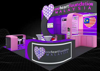 One Heart Foundation Malaysia 6x6 Exhibition Booth 3d 6x6 advertising art booth branding charity creative design direction donation drive event exhibition fair heart show space