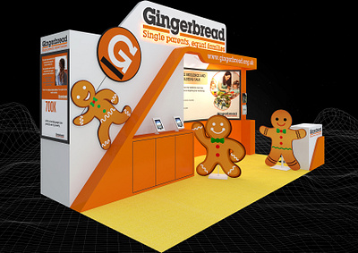 Gingerbread 3x6 Exhibition Booth 3d 3x6 art backdrop booth branding charity cutout design direction drive event exhibition logo show space stand visualization