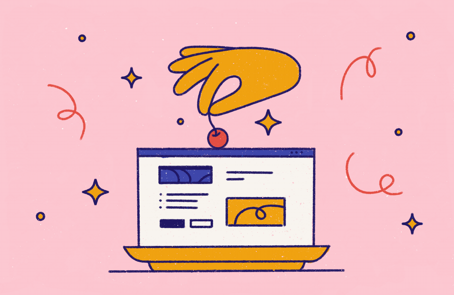 Cooking a website 2d animation cherry colors cooking finger gif hand illustration illustrator it procreate star ui web work