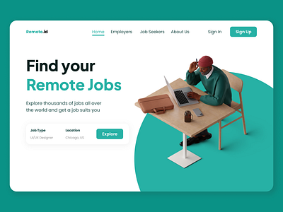 Remote Job Hiring Platform 3d app design figma illustration job jobs remote remote job ui ux